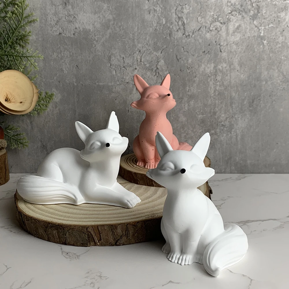 3D Fox Candle Silicone Mold Cartoon Fox Handmade Scented Candle Gypsum Mould Chocolate Baking Tool Aromatherapy Plaster Mold