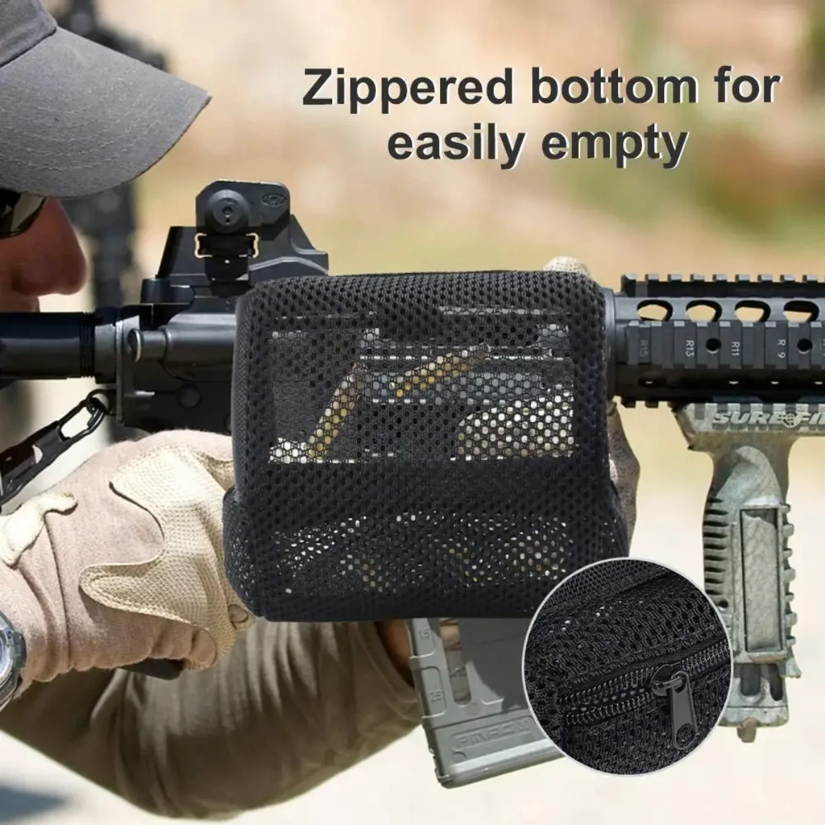 Tactical Hunting Bullet Shell Bag Gear Ammo Brass Shell Catcher Mesh Trap Nylon Mesh Capture Black Collection Ammo Bag