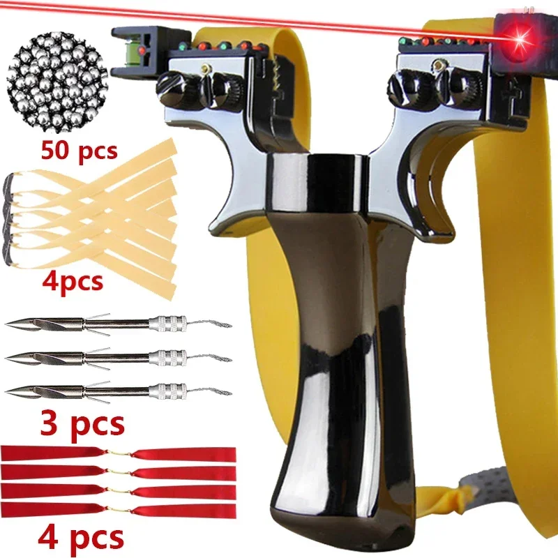 Laser Assisted Aiming Slingsshot Double Screw Fast Compression Slingshot Outdoor Hunting Shooting Fishing Hunting Accessories