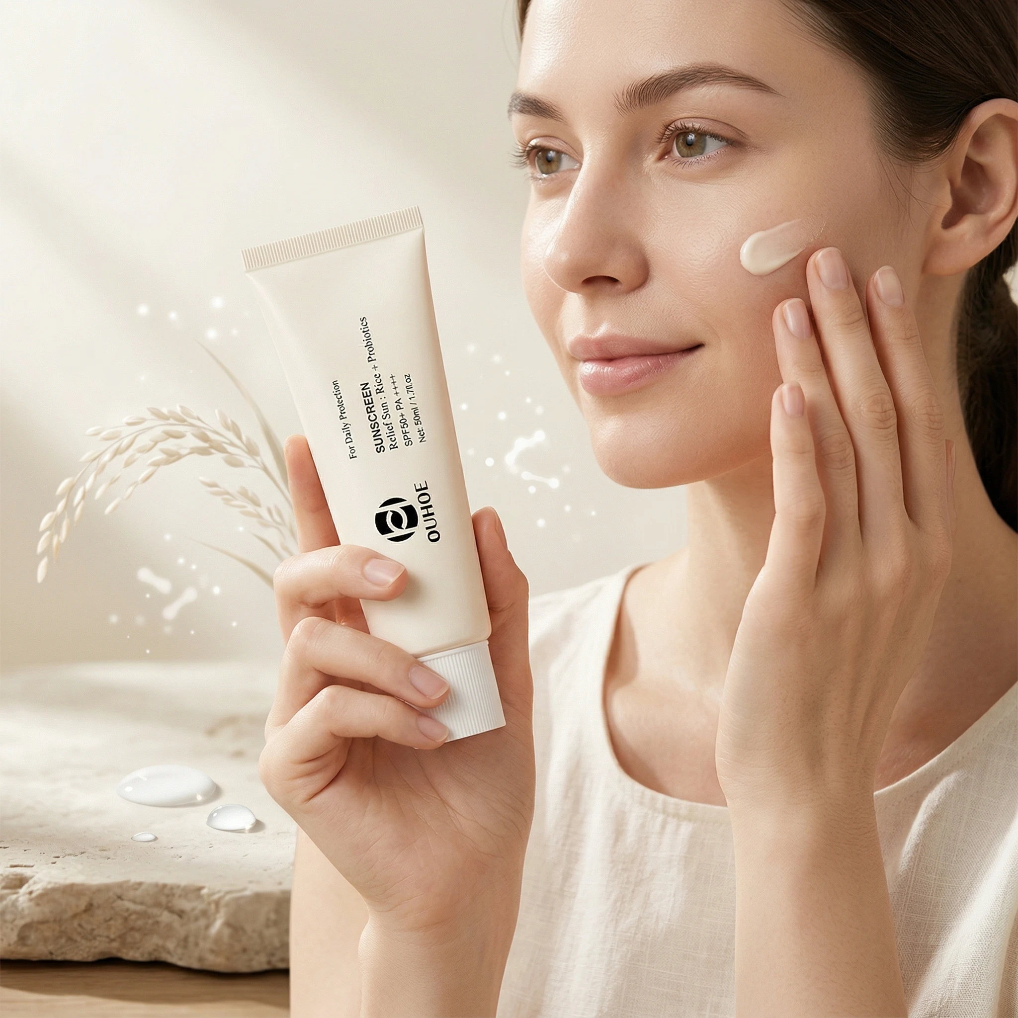

Солнцезащитный крем с SPF 50, 50 мл, на основе рисового экстракта, для защиты от УФ-излучения на открытом воздухе, увлажняющий, успокаивающий, против покраснений, водостойкий, предотвращает солнечные ожоги, лосьон-солнцезащитное средство