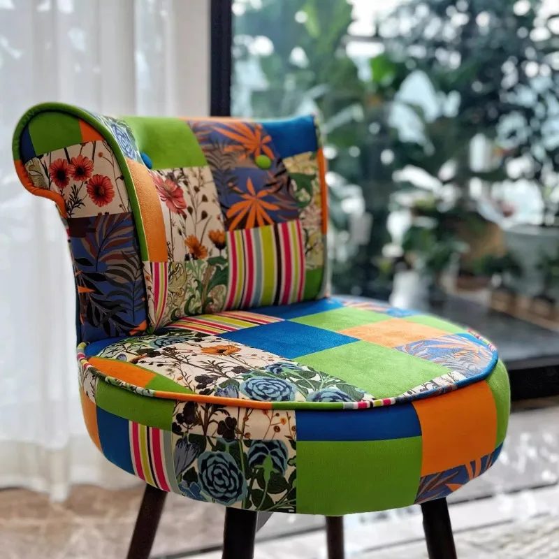 Exquisite patterns Dresser Backrest Stool wood Dining chair for living room bedroom Leisure chair Soft and comfortable
