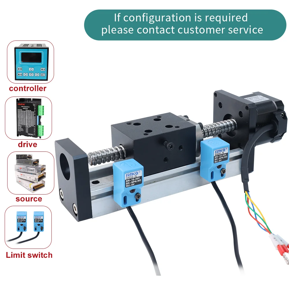 HPV15-42HB40-1204 Precision Ball Screw Linear Module Guide Rail Heavy Load Workbench Electric Platform 42 Motor
