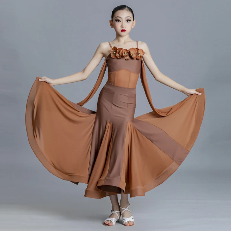 New Modern Dance Dress For Girls National Standard Dance Clothes Adult Children Ballroom Dance Competition Clothing  DN14000