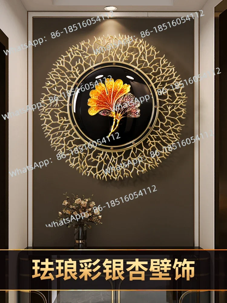 Light luxury high-end porch cabinet entry background wall decoration wall pendant