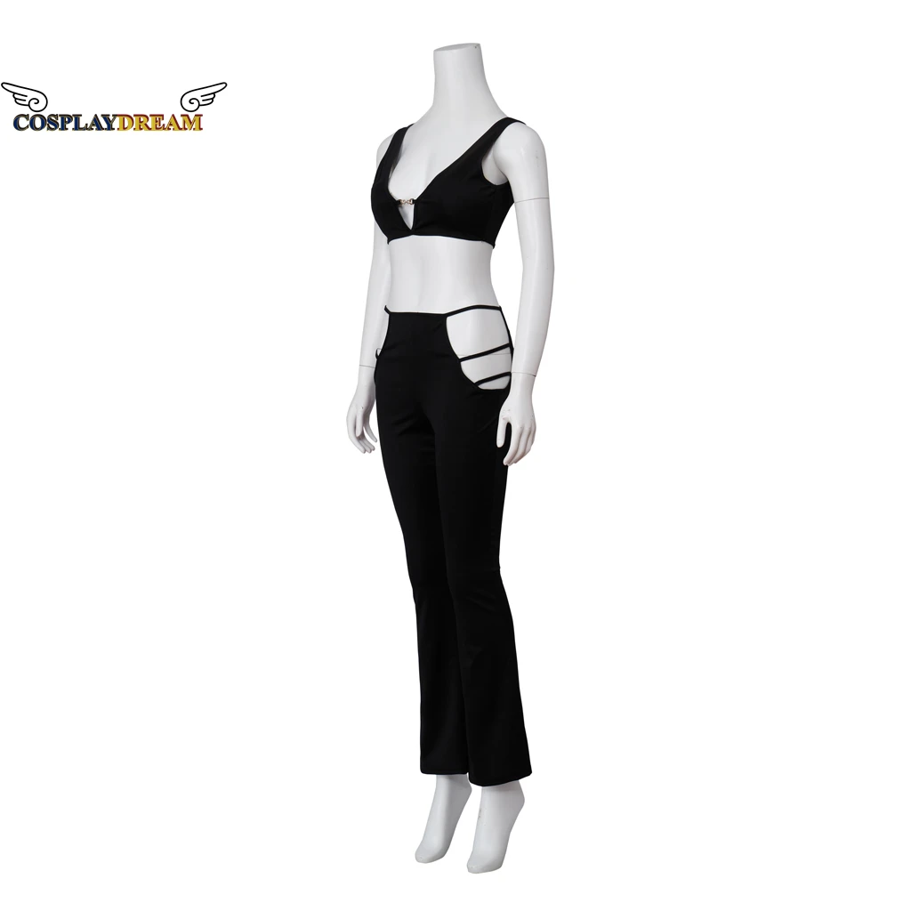 Euphoria Maddy Cosplay 2022 Spring Summer Sexy Hollow Outfit Black Crop Tank Top Bra and Boot Cut Pants Slim Set Maddy Costume