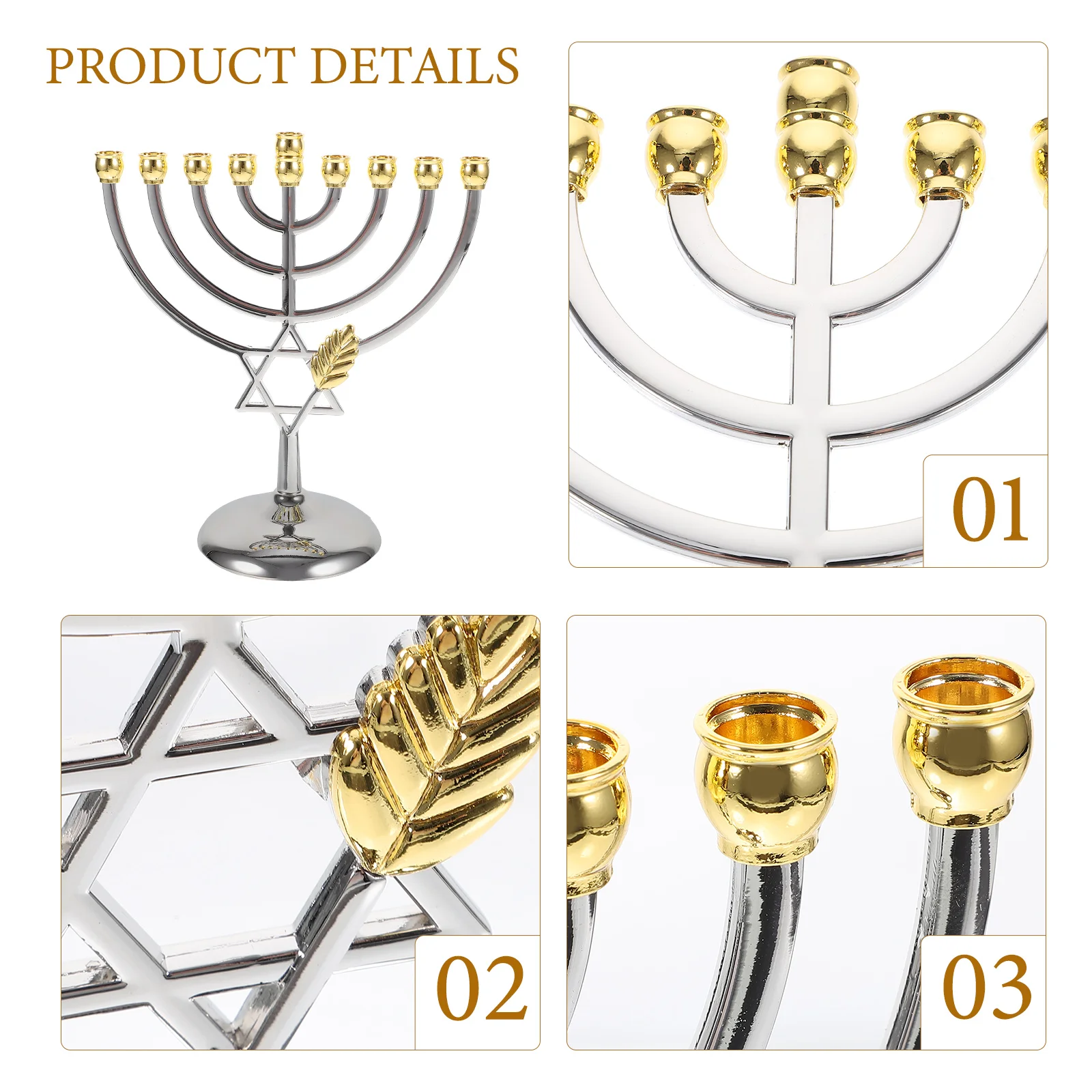 

Nine Headed Metal Candlestick Holder Simple Design Party nament Home Decor Bedroom Living Room Hanukkah Jewish 9 Branch