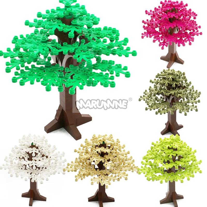 MARUMINE 90PCS Build Bricks Tree Set Construction MOC Blocks Plant 2423 Natural City Street View Park Jungle Garden Accessories