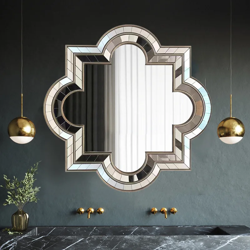 Bathroom mirror light luxury vanity glass mirror furniture combination entrance wall hanging decorative mirror