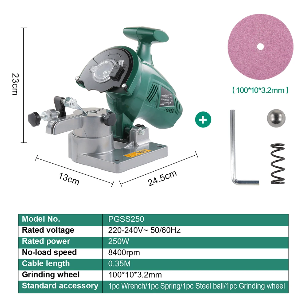 POSENPRO 250W Chain Saw Sharpener 100mm 4" Inches Power Electric Sharpener for Sharpening Saw Chains Portably Garden Tools
