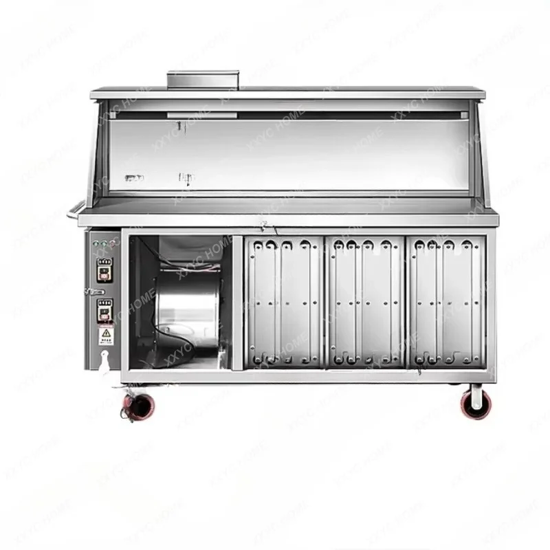 XXCommercial Mobile Smokeless Charcoal  Grill Cart with Oil Smoke Purification System Eco-Friendly Outdoor Barbecue Stove