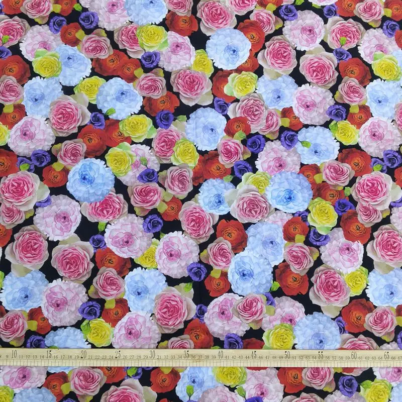 145x50cm wiosną i latem 60s bawełna cyfrowe drukowane duże kwiatowe tkaniny do szycia, dzięki czemu odzież damska odzież dziecięca