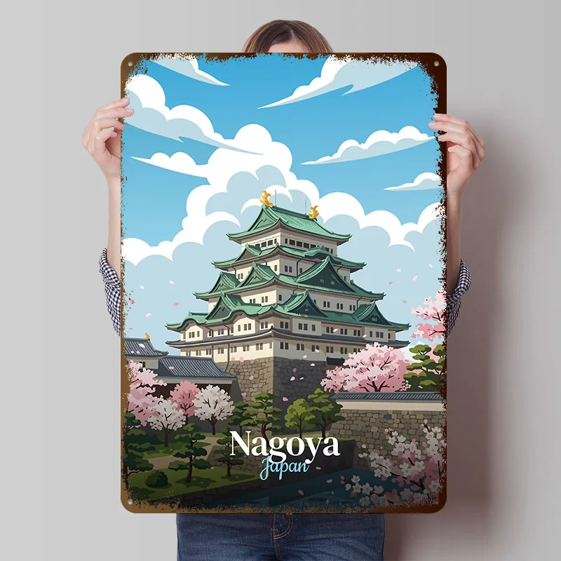 Nagoya Castle Japan Metal Poster Custom Wall Art Retro Vintage Tinplate Signs for Man Cave Bedroom Decoration Room Home Decor