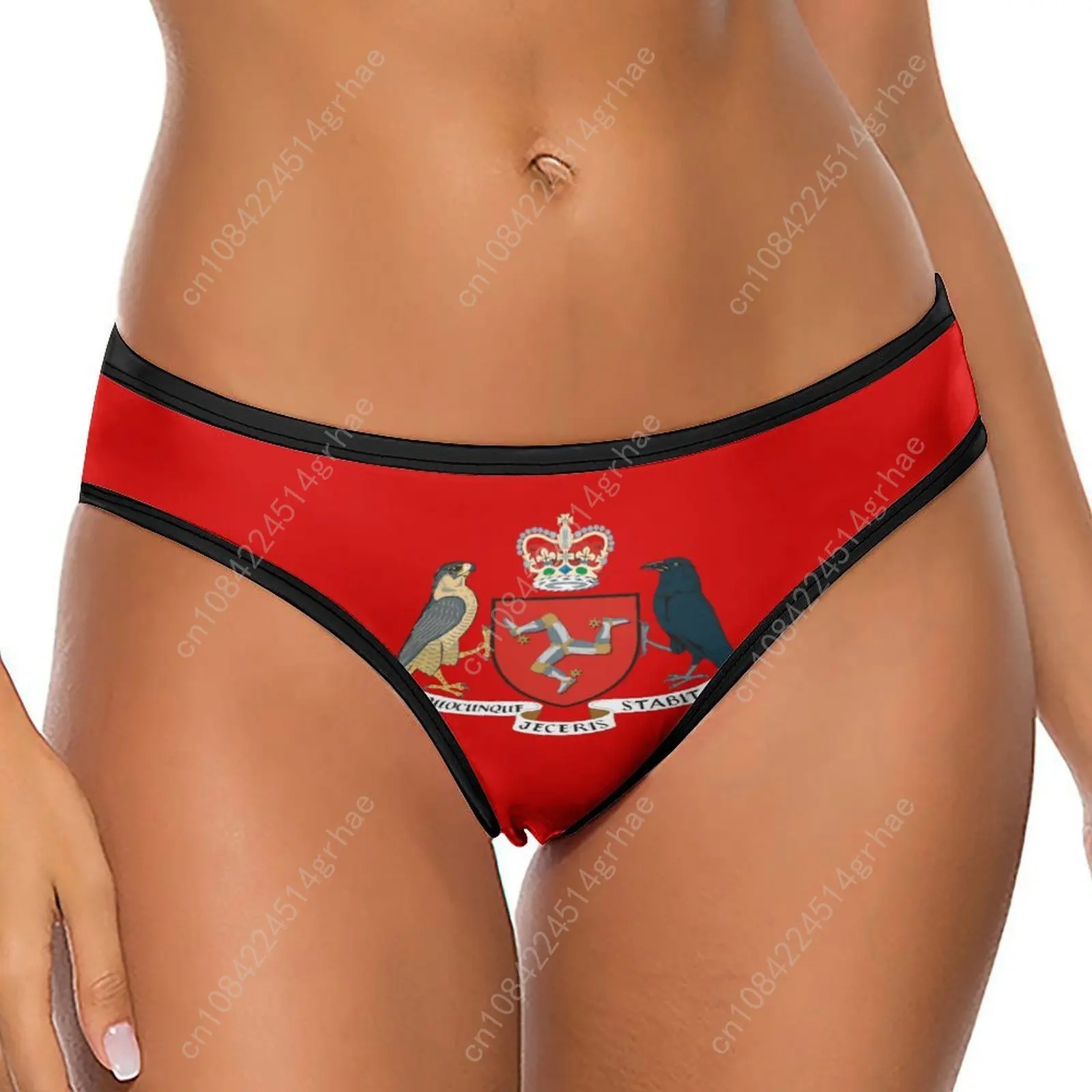 Isle Of Man Flag Customized Ice Silk Thong Panties Women's Briefs Soft Comfortable Sizes S-2XL Suitable Wear and All Seasons