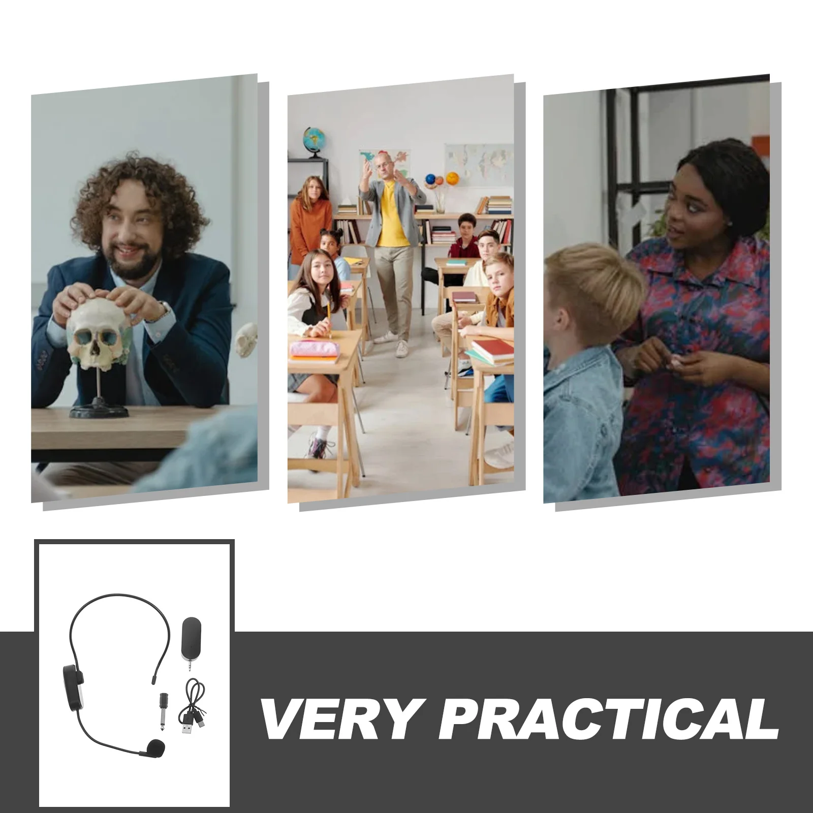 1Set Head-Mounted Wireless Microphone for Classroom Teaching Public Speaking Singing Voice Amplifier Professional Instructor