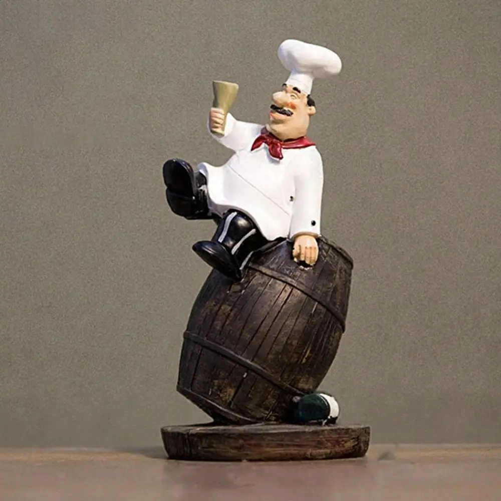 Handicraft Rustic Bakery Chef Resin Statue Model Crafts Farmhouse Cake Shop Decor Display Simulated Kitchen Chef Figurine