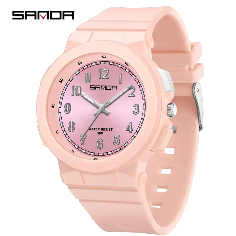 SANDA-Montre à Quartz pour Étudiant, Rose, Blanc, Bleu, Noir, Mode, Colorée, Shoous, Analogique, Bracelet en Silicone, Montres-Bracelets pour Garçon et Fille, 6194