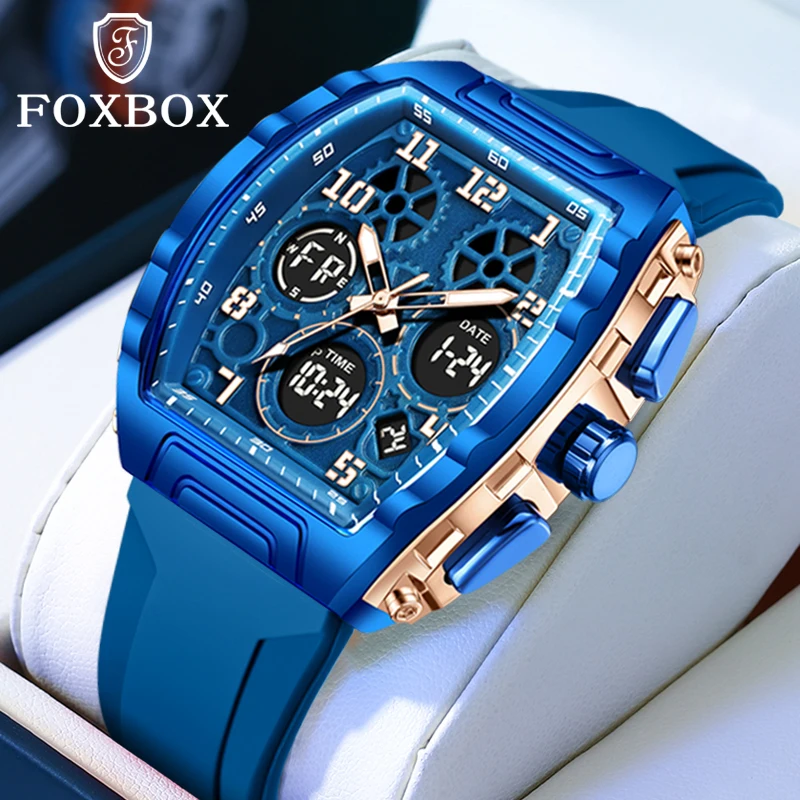 

FOXBOX 2026 новые модные мужские часы, роскошные цифровые кварцевые наручные часы, спортивные водонепроницаемые светящиеся часы с датой, мужские часы Reloj Hombre