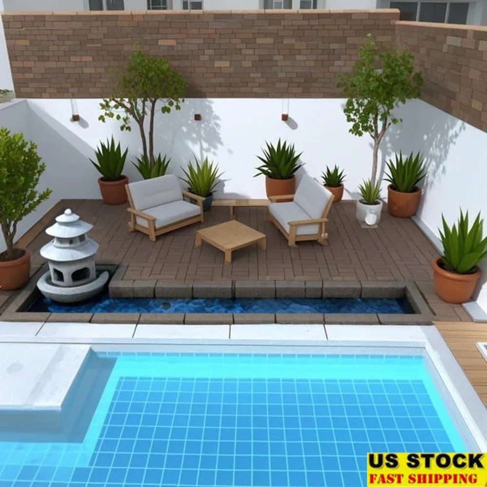 

44-Piece Interlocking Wood-Plastic Composite Deck Tiles Easy-Clean Durable Flooring Indoor Outdoor Use DIY Friendly Installation