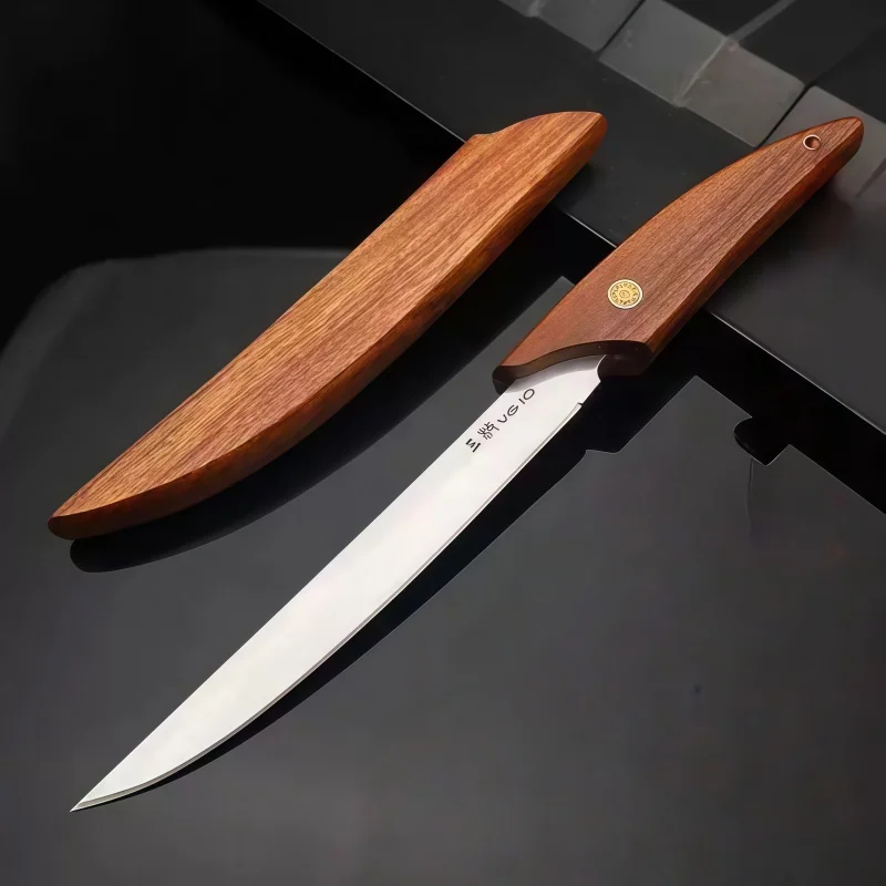 

Ручка из цельного дерева из нержавеющей стали высокой твердости, встроенный бытовой чайный нож, портативная ручка для кемпинга, мяса и фрукты