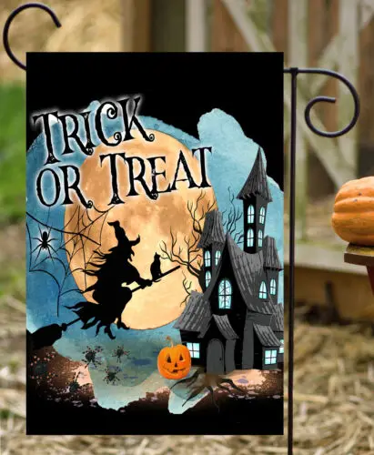 Trick Or Treat Witch    Garden Flag * Double Sided * Top Quality