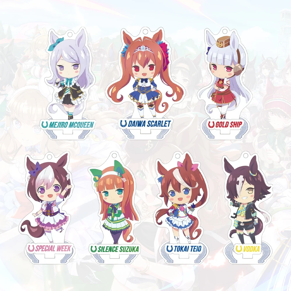 Uma Musume Pretty Derby 2-in-1 Chibi Acrylic Keychain Stand Cute Q Chibi Horse Girl Mejiro Mc Queen Daiwa Scarlet Dual Use Gift
