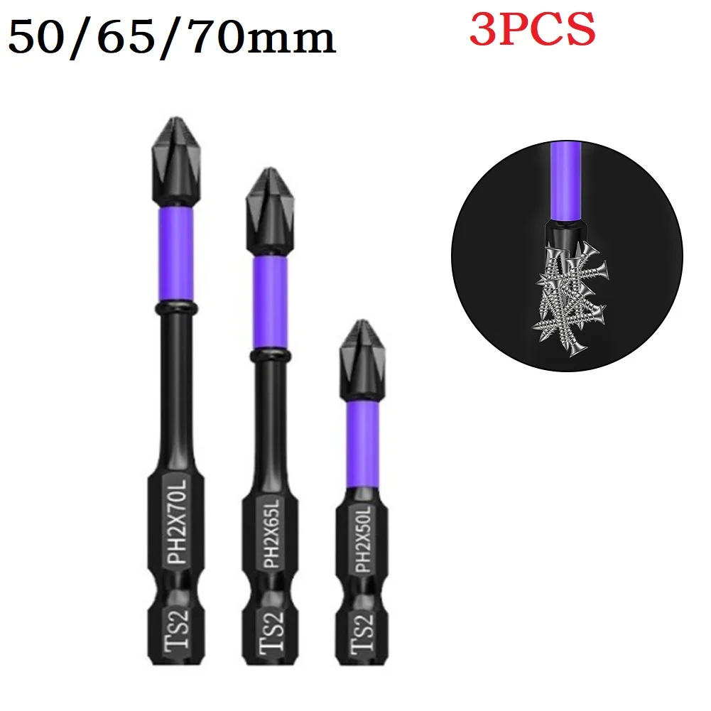 Cross Screwdriver Batch Head Alloy Steel Black Hand Tools Drill Bit Professional 3PCS 50-70mm Magnetic Batch Head New