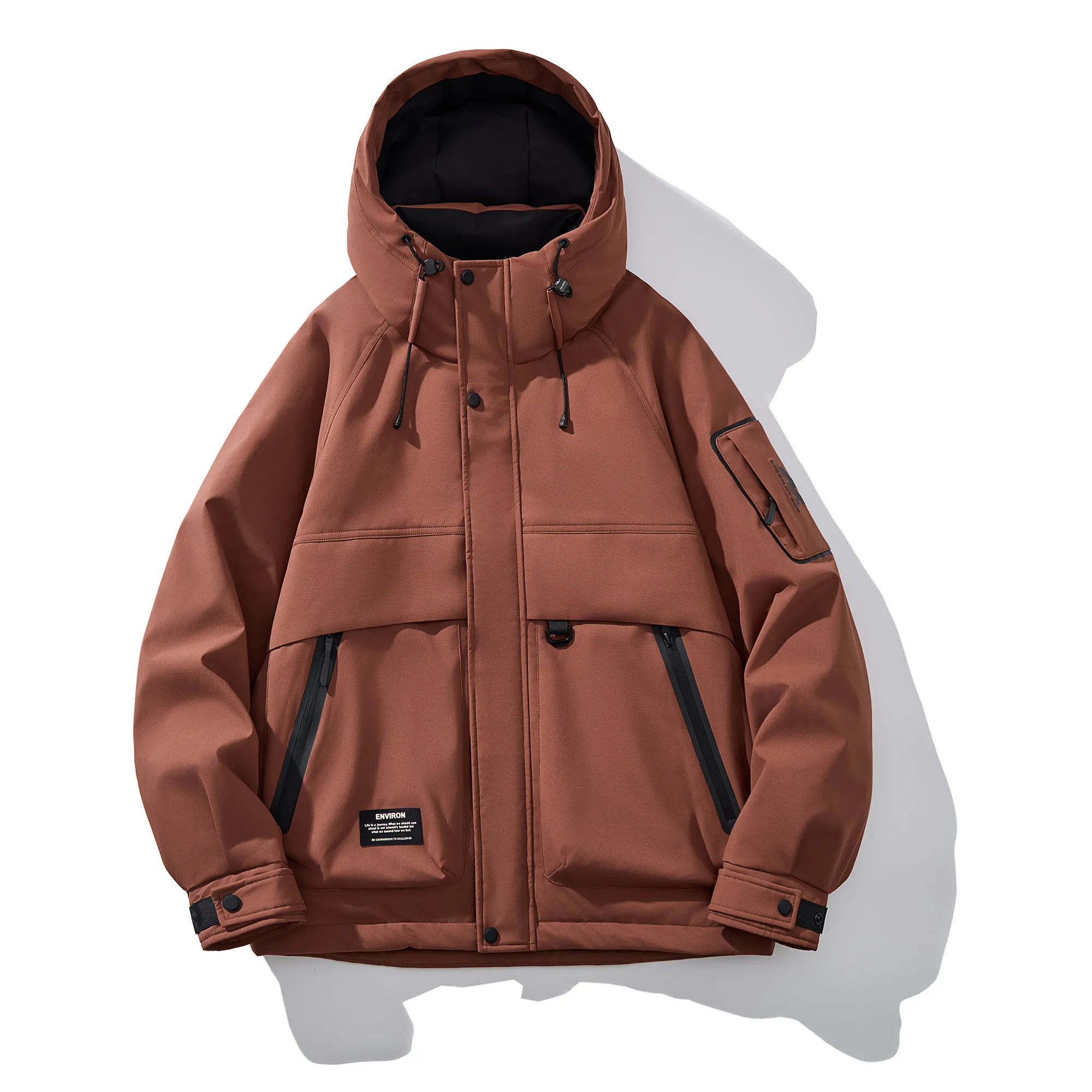 

Winter New Men's Hooded down Jaet Thi Casual Versatile Warm 90 White Du Feather Coat Polyester Fabric Non-Removable Hat