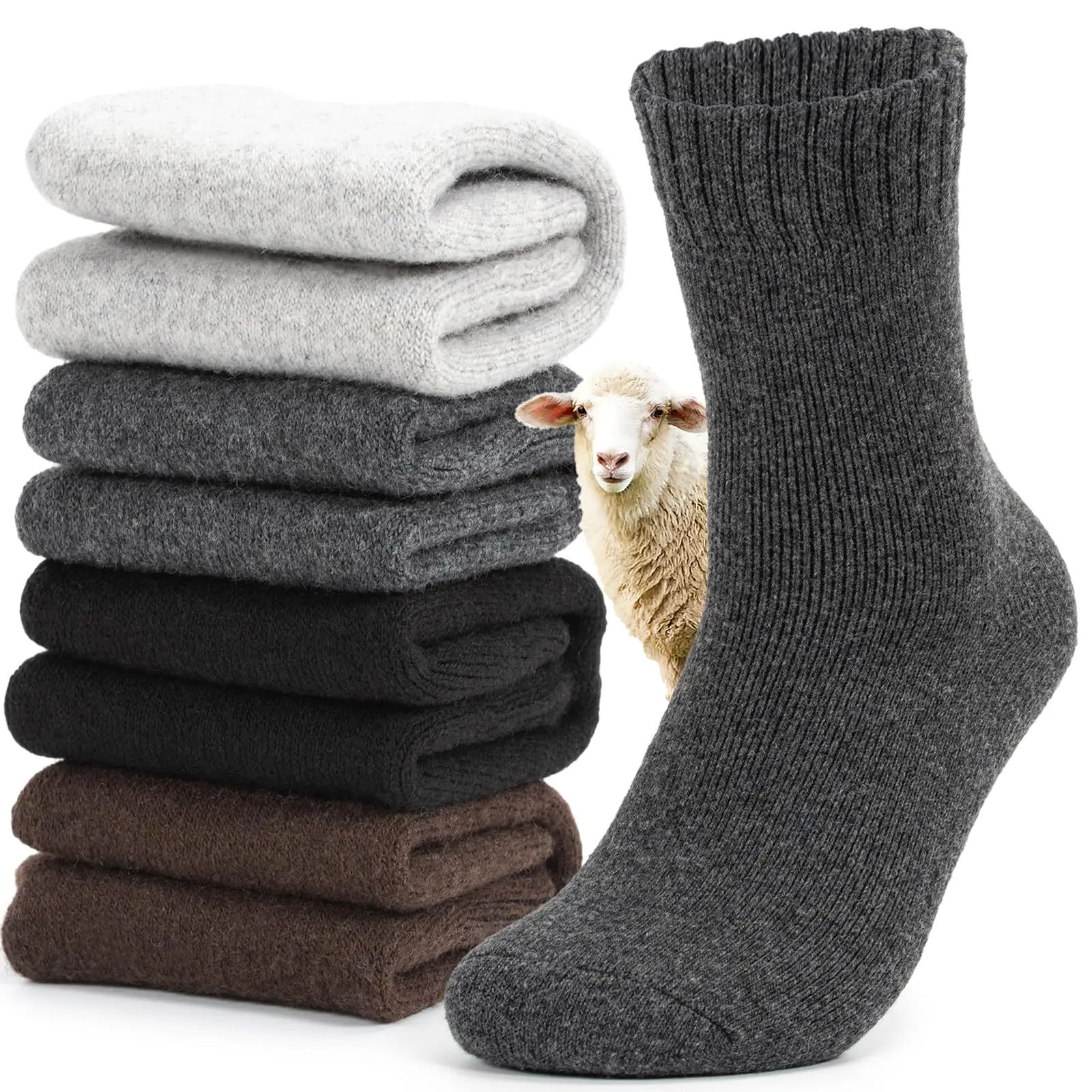 4 Paar Merinowollsocken für Damen, dick, Thermo-Wintersocken für Arbeit, Skifahren, Laufen, Wandern, Outdoor-Sport, weich, gemütlich