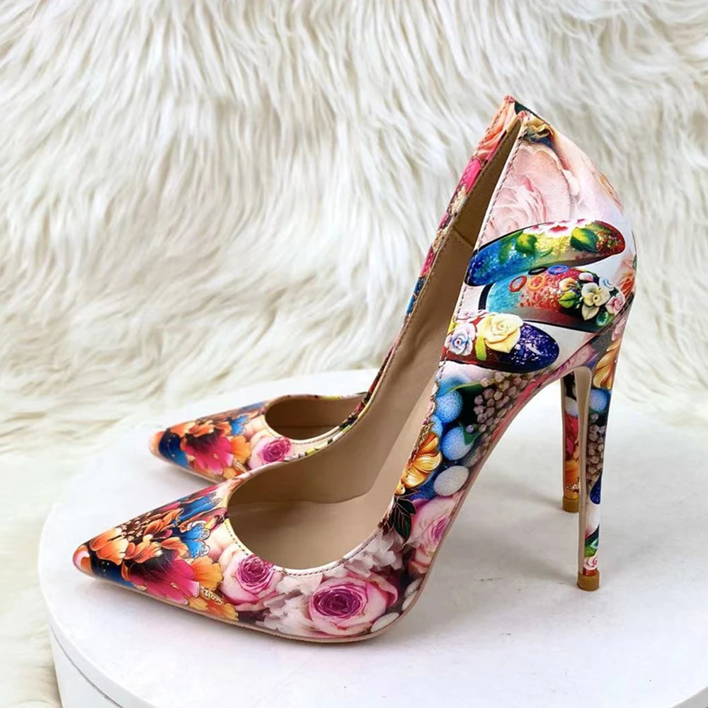 

Beautiful flower decoration 12cm 10cm 8cm high heels pointed toe size 33-45 party dating sexy fashion women pumps QP189 ROVICIYA