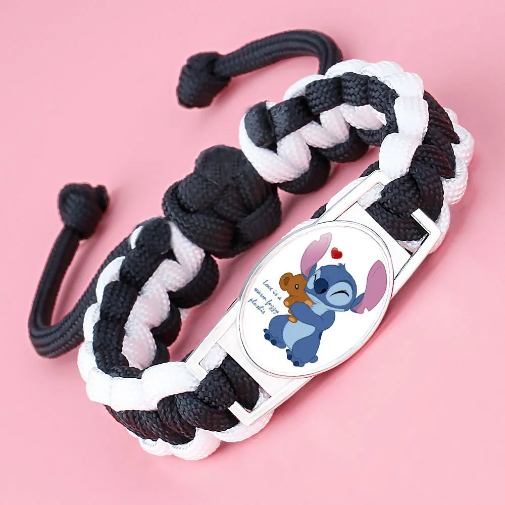 Kawaii Stitch Handwoven Bracelets Lilo Stitch Cartoon Anime Women Jewelry Decoration Woven Bracelet Party Birthday Gifts Girls