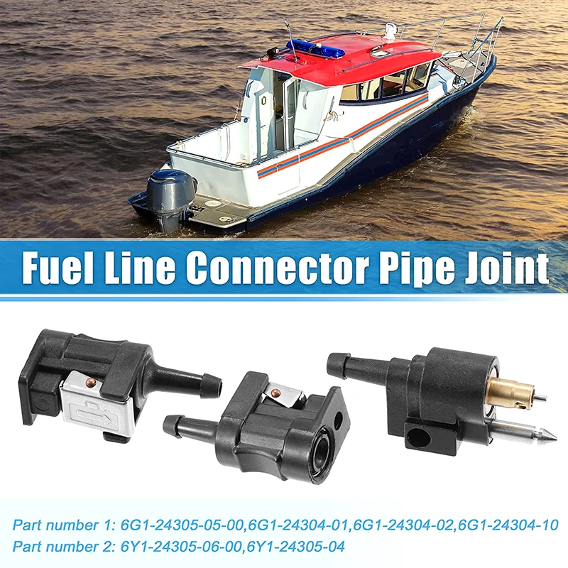 Fuel Line Connector Outboard 1/4 6mm Male 5/16 8mm Female Hose Fitting Pipe Adapter Joint