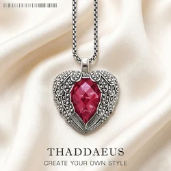 Pendant Necklace Red Winged Heart Brand Link Chain Fashion Jewelry Europe Style 925 Stering Silver Gift For Women
