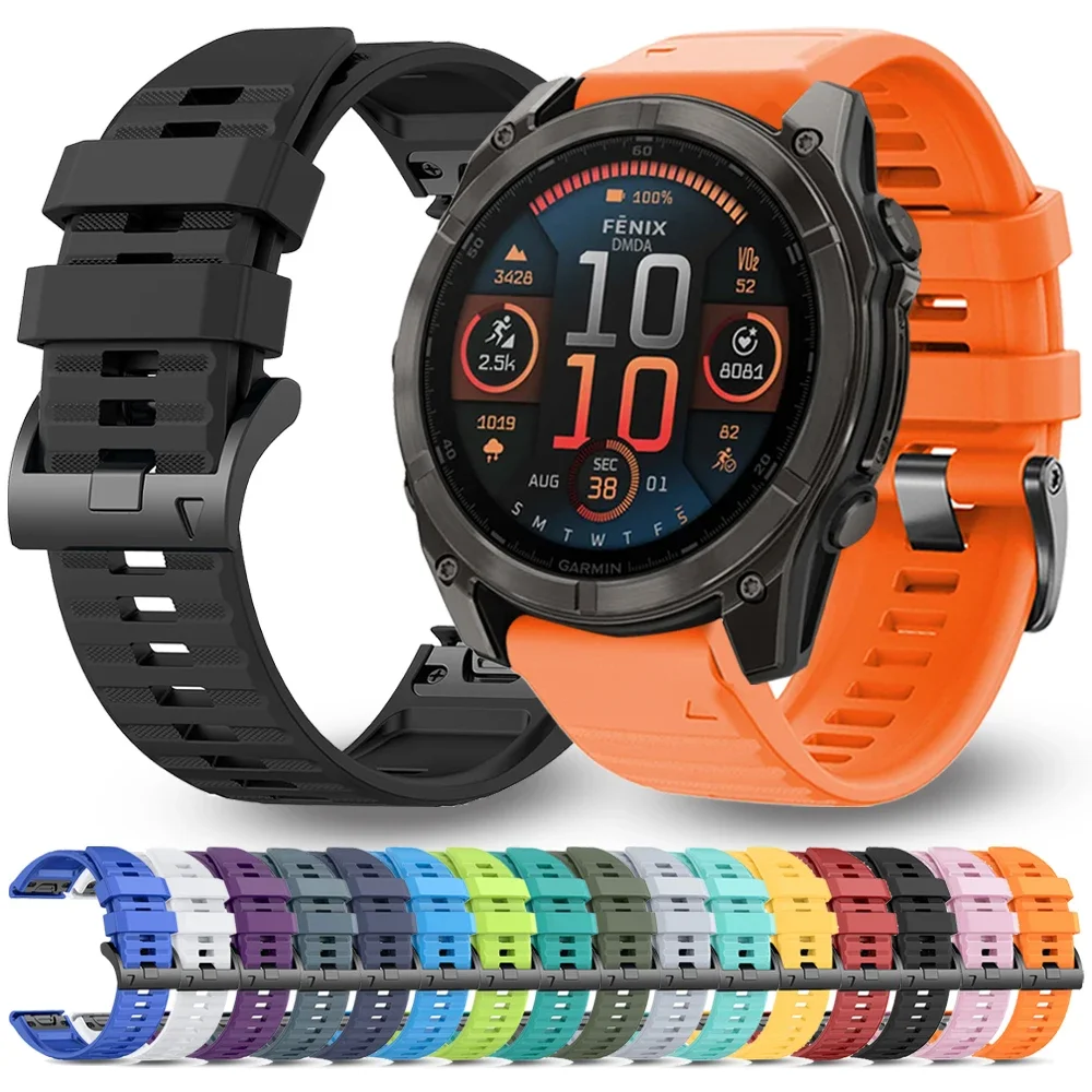 26 مللي متر 22 مللي متر سيليكون QuickFit حزام ل Garmin Fenix 7X 8 7 47 مللي متر 51 مللي متر/6X 6 Pro 5 5X Plus 3HR Tactix 8 7 استبدال حزام الساعات سوار
