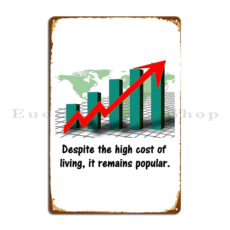 Despite The High Cost Of Living It Remains Popular Metal Plaque Printing Rusty Living Room Design Club Tin Sign Poster