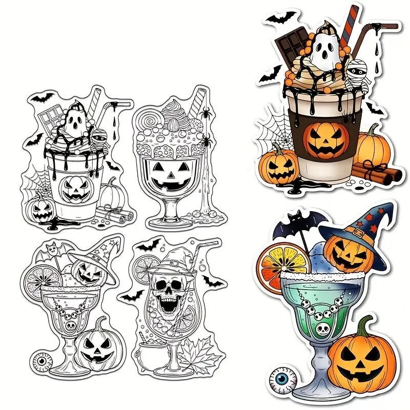 

Хэллоуин Fun Cup прозрачный силиконовый штамп печать DIY Скрапбукинг фотоальбом декоративные прозрачные штампы A6203