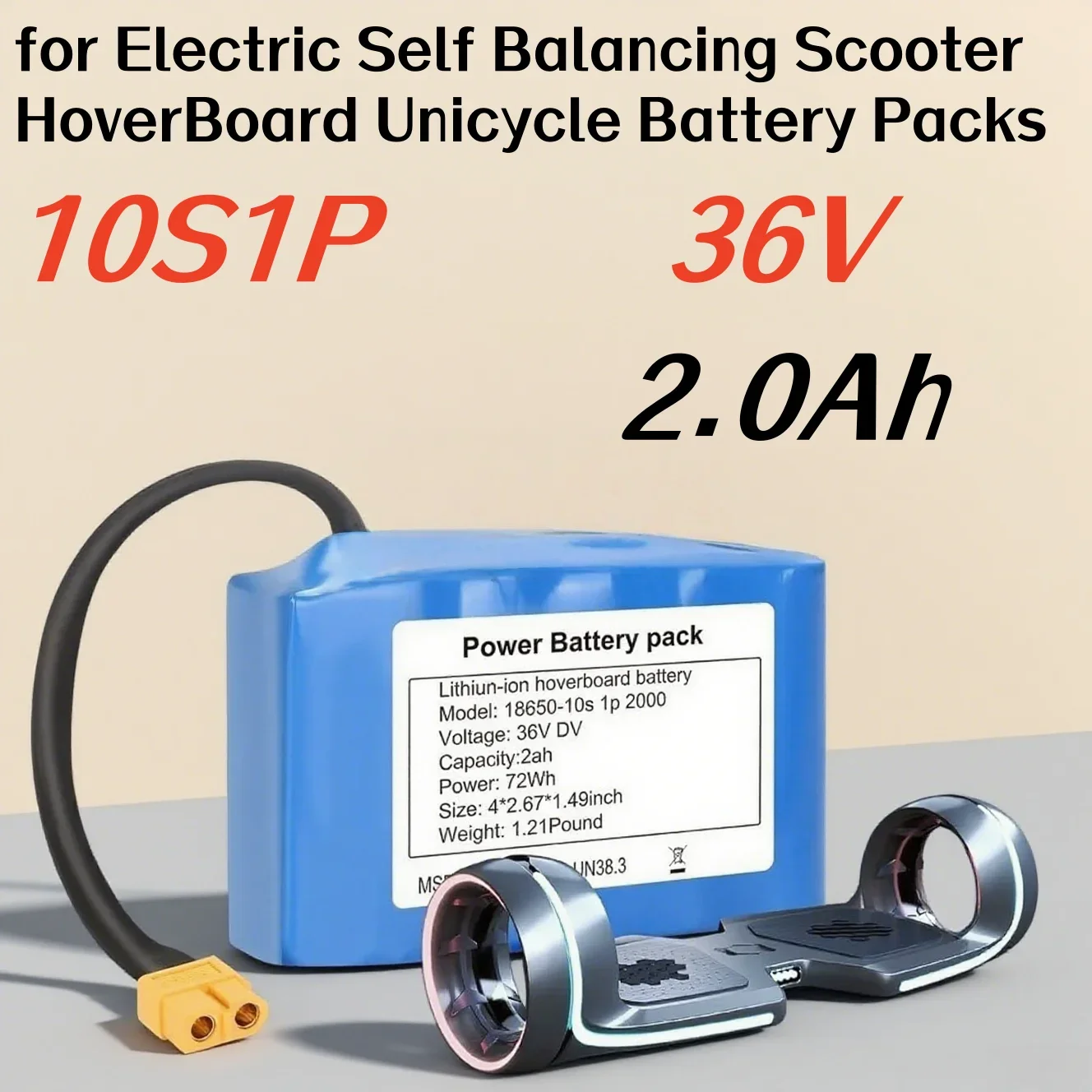 Rechargeable Lithium ion Battery Pack 10S1P 36V 2000mAh for Electric Self Balancing Scooter Hover Board Unicycle.