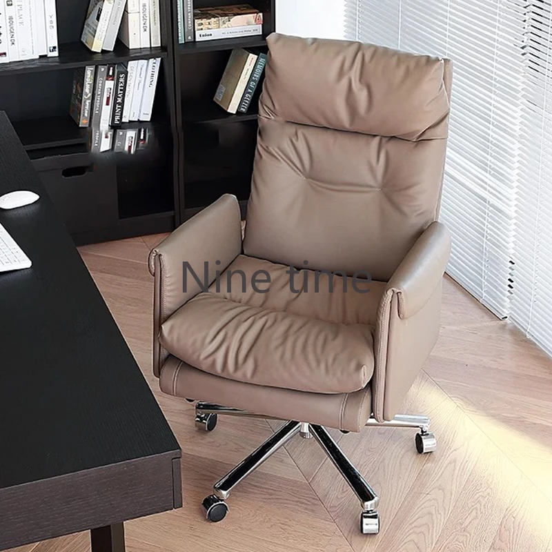 Office Chair With Leg Rest Writing Wheels Ergonomic Makeup Advanced Bedroom Individual Armchair Vanity Work Comfy Lazy Furniture