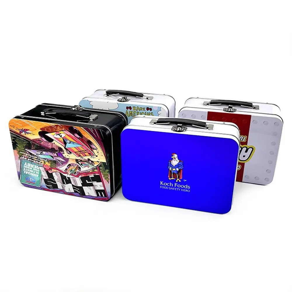 Rectangle Handheld Iron Box tinplate White Black Silver Lunch Box Old-fashioned Cake Packaging Box