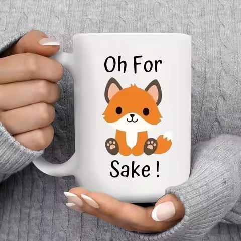 Fox Coffee Mug Ceramic Cup Oh for Sake Cute Cartoon Beautiful Idea Birthday Gifts Christmas Gift Cute Animals Decor Cup