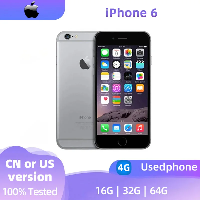 Apple iPhone 6 Unlocked Dual Core 4.7 inch IOS 16/64/128GB ROM 1.4GHz 8MP 3G 4G LTE Used Fingerprint Mobile Cell Phone