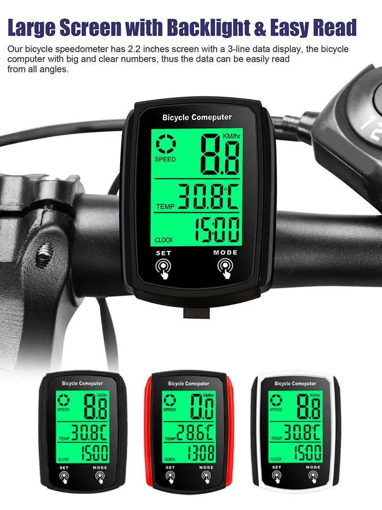 AliExpress ﻿Wired Bike Computer LED Digital Bicycle Speedometer Odometer English CodeTable Waterproof Night Light Wired Code Table Odometer