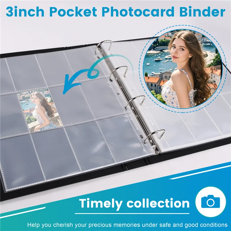 HJ-3Inch bolso photocard binder 30 pçs páginas internas álbuns de fotos poka binder coletor livro fichário papel de fundo