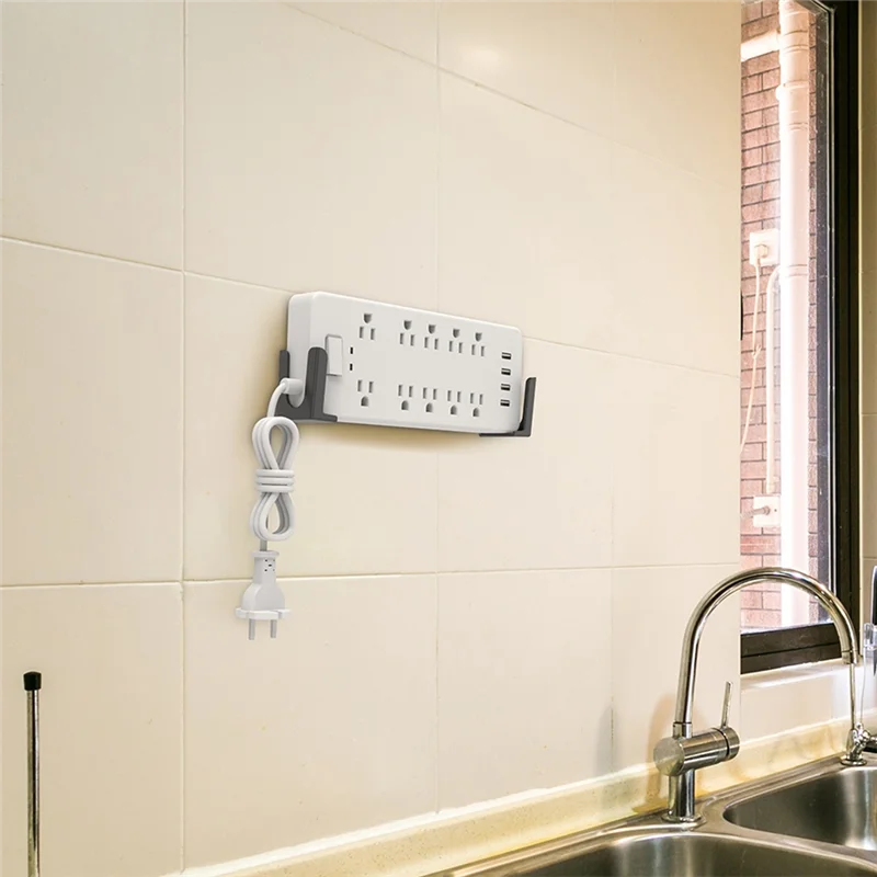 

Power Strip Wall Mount Holder Tablet Wall Mount Self-Adhesive Bracket Punch-Free Holder Black-ABIU