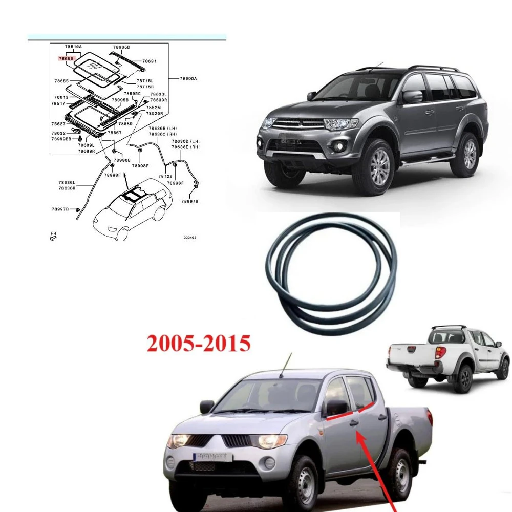

Sunroof Window Glass Rubber Strip for Pajero Sport Kh 2007-2012 Sealing for L200 Ka Kb Roof Glass Protective Rubber 5850A398