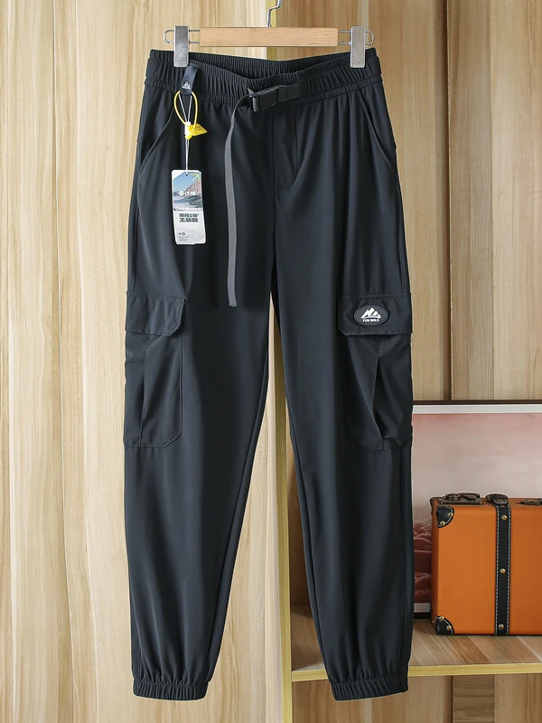 

New Summer Men's Comfortable Outdoor Work Pants Lightweight Faionable Loose Fit Elastic Waist Long Trousers Urban Sle