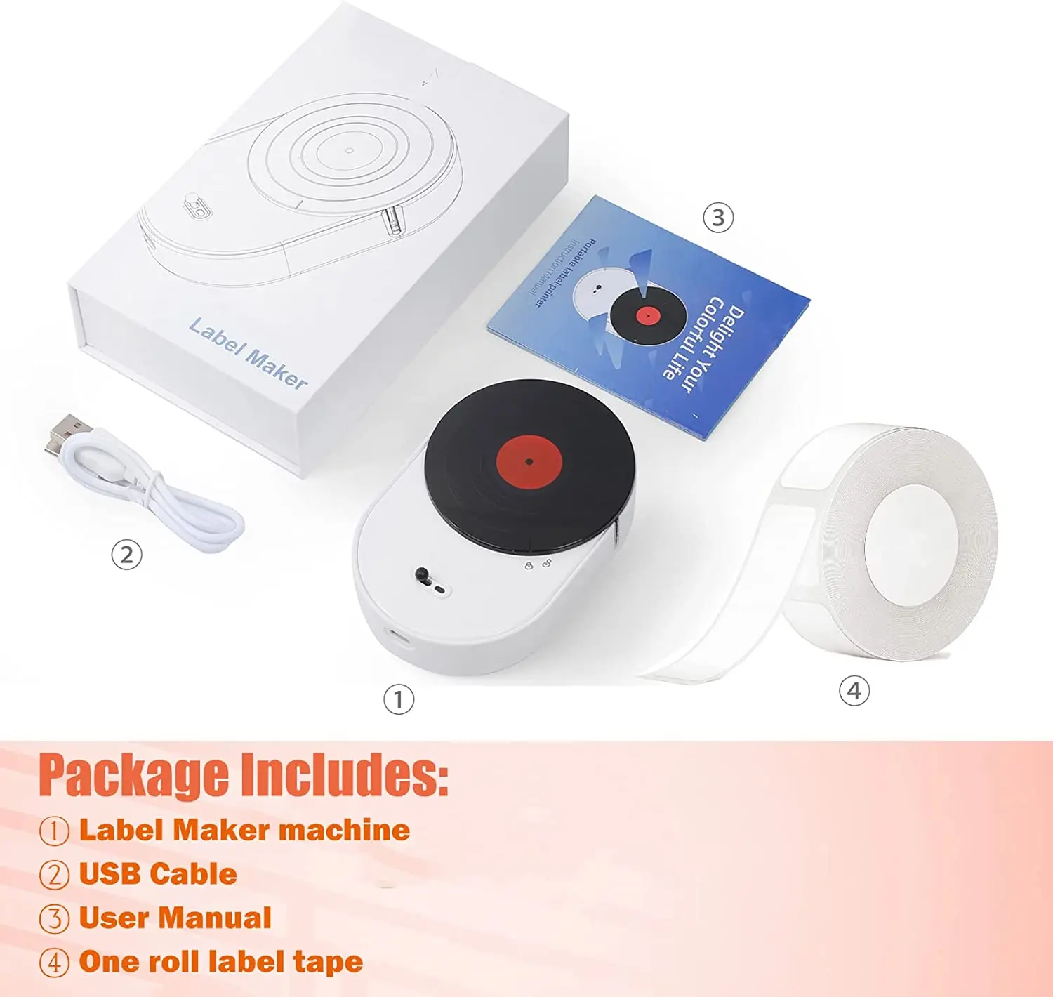 Mini Thermal Label Maker with 5Rolls Colorful Labels Inkless Portable Pocket Barcode Maker Labeller Mobile USE Machine