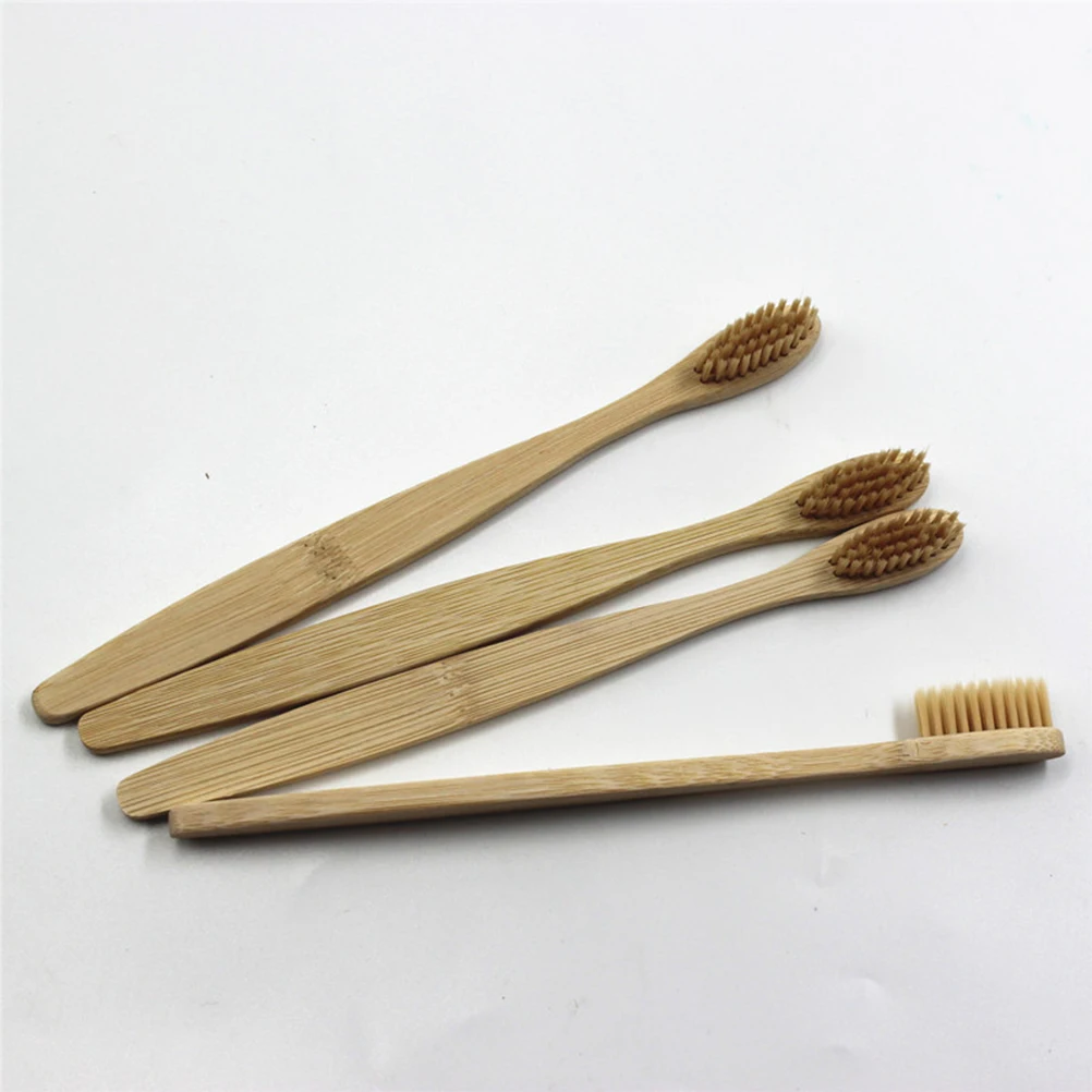 

12pcs Bamboo Toothbrush Pack Anti- Teeth Brush Ergonomic Handle Oral Cleaning Set Beige Color
