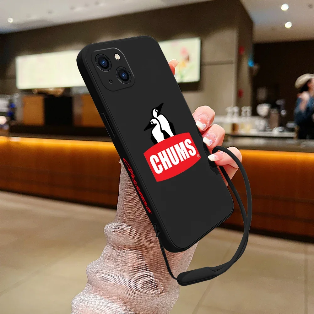 Fashion Phone Case For iPhone 15 14 13 12 11 Pro Max Mini X XR XS MAX SE20 8 7 Plus C-CHUMSs Silicone Cases with Hand Strap