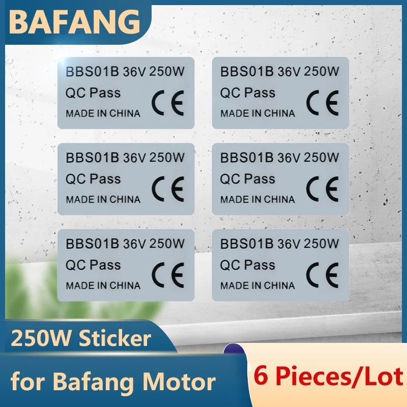 36V 250W Mid Drive Motor Sticker 6 Pieces/Lot Electric eBike Conversion Kit Sticker for Bafang BBS01B BBS02B BBSHD Mid Motor