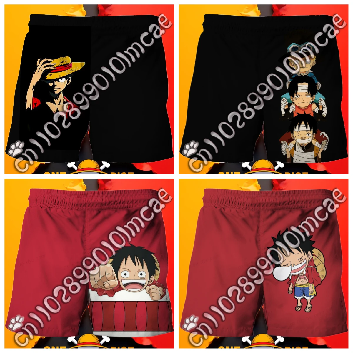 

25/26 Fashion One Piece Luffy Pants for Kids Girls Boys Harajuku Beach Children Couples Clothes 3D Cartoon Print Shorts Pant